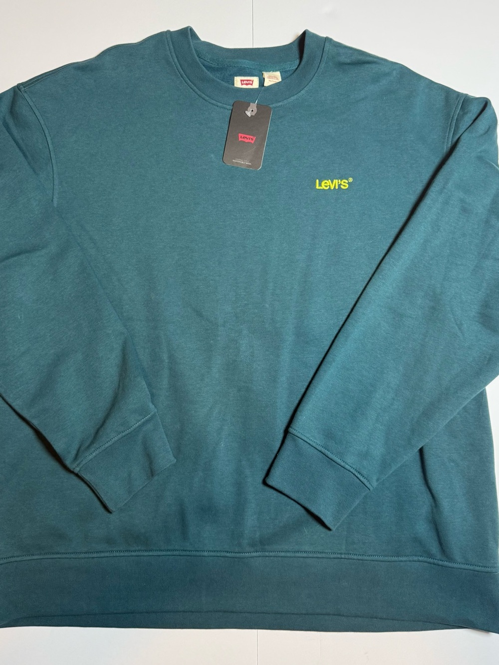 Levi's Men's Teal Relaxed Crewneck
Fleece Pullover Sweatshirt XXL Logo NWT
